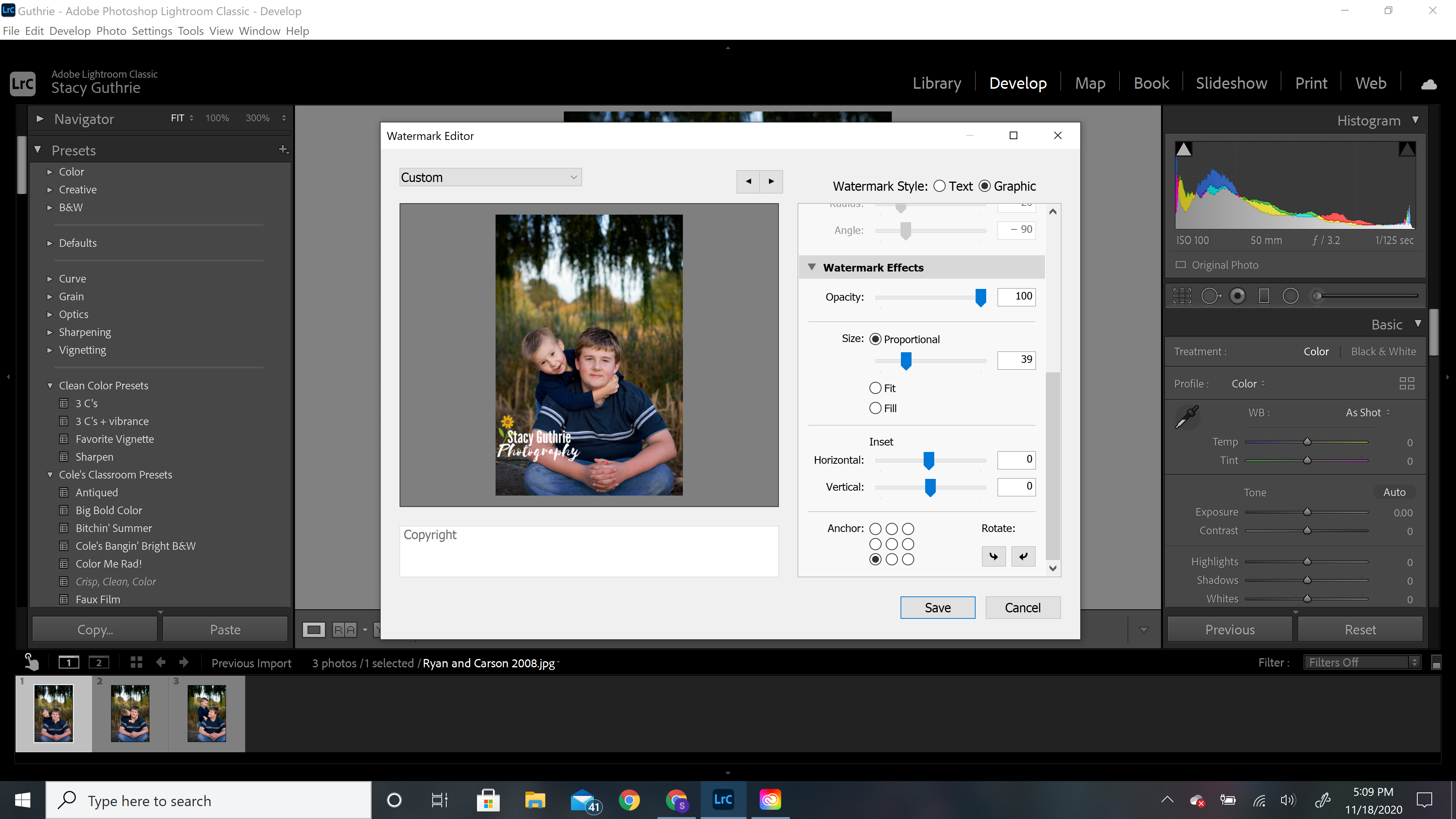 add watermark using lightroom