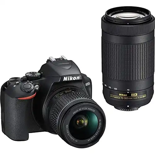 Nikon D3500 DX-Format DSLR Two Lens Kit with AF-P DX NIKKOR 18-55mm f/3.5-5.6G VR & AF-P DX NIKKOR 70-300mm f/4.5-6.3G ED, Black
