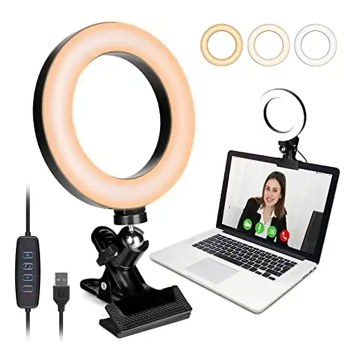 Video Conference Lighting, VICIALL 6.3” Desktop Ring Light with Clip, LED Selfie Ring Light for Video Conference, Zoom Calls, Live Streaming, Photography, Online Teaching, Make UP